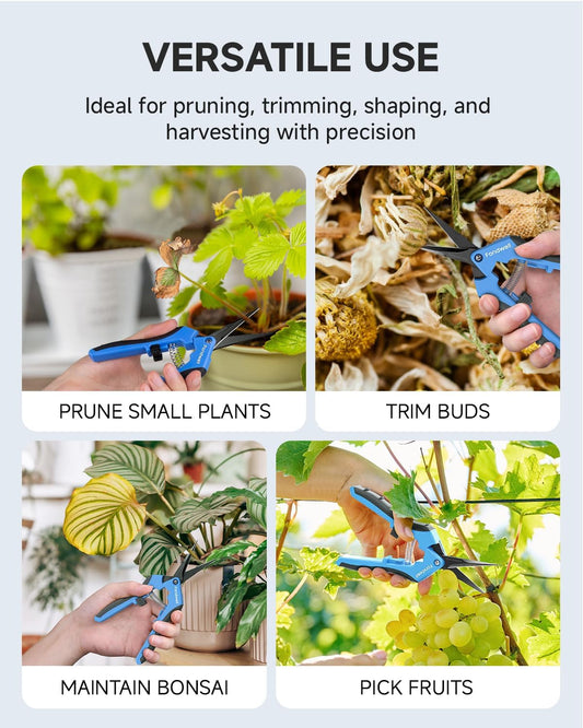 Fondwell 6.5" Trimming Scissors Garden Snips: Small Pruning Shears with Non-Stick Sharp Blade - Ideal for Precise Cutting and Shaping