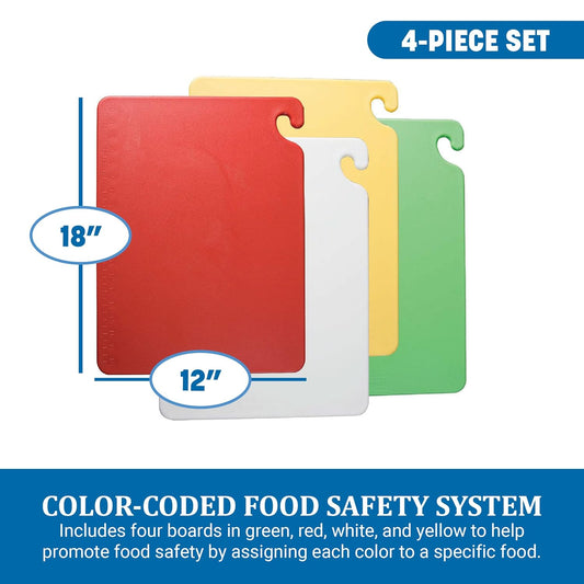 Carlisle FoodService Products CB1218QS 4 Piece Cut-N-Carry Board System Set with Free Smart Chart, 18" Length x 12" Width x 1/2" Thick