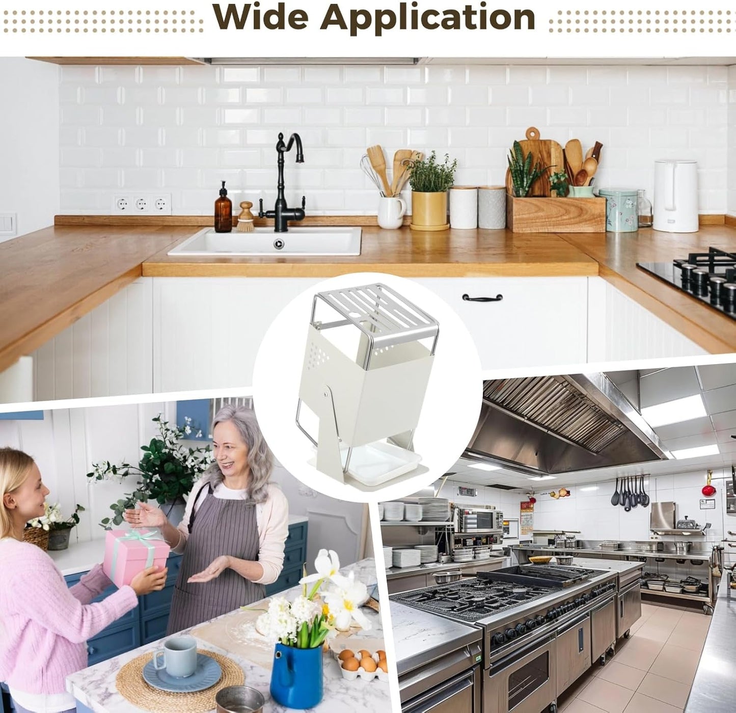 Universal Kitchen Cutter Block Holder, Rotating Stainless Steel Cutting Tool Organizer for Countertop, 9 Slots for Scissors and Sharpening Rod, Minimalist Kitchen Storage Rack for Cutters