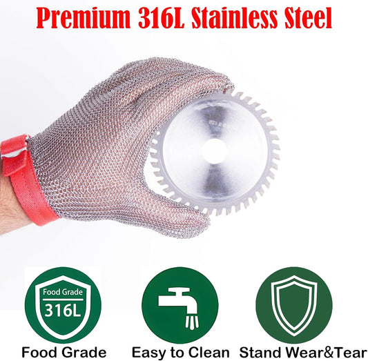 Chainmail Glove for Cutting,Highest Level Cut Resistant Gloves,Stainless Steel Metal Mesh Glove
