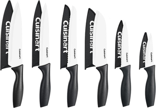 Cuisinart C55-12PCKSAM 12-Piece Ceramic Coated Stainless Steel Knives, Comes with 6-Blades and 6-Blade Guards, Color Coded to Reduce Risk of Cross Contamination, Jewel