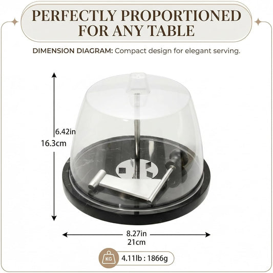 Marble Cheese Curler & Cheese Flower Cutter – Sharp Stainless Steel Blade with Dust Cover & Knife Set for Cheese Flowers, Wheels & Appetizers | Easy to Use & Clean | Gift for Entertaining