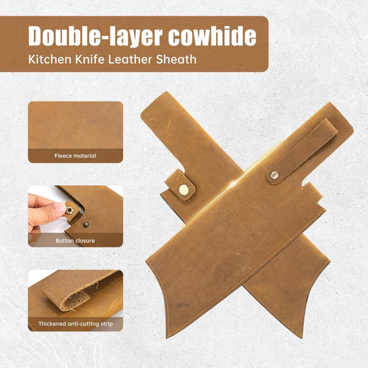 Leather Sheath for 8 Inch Boning Knife, for belt Knife Holster belt, Knife Scabbard Cover, Shop Knife Sheath Knives Sleeves Case Edge Guards Blade Protectors for Outdoor Camping