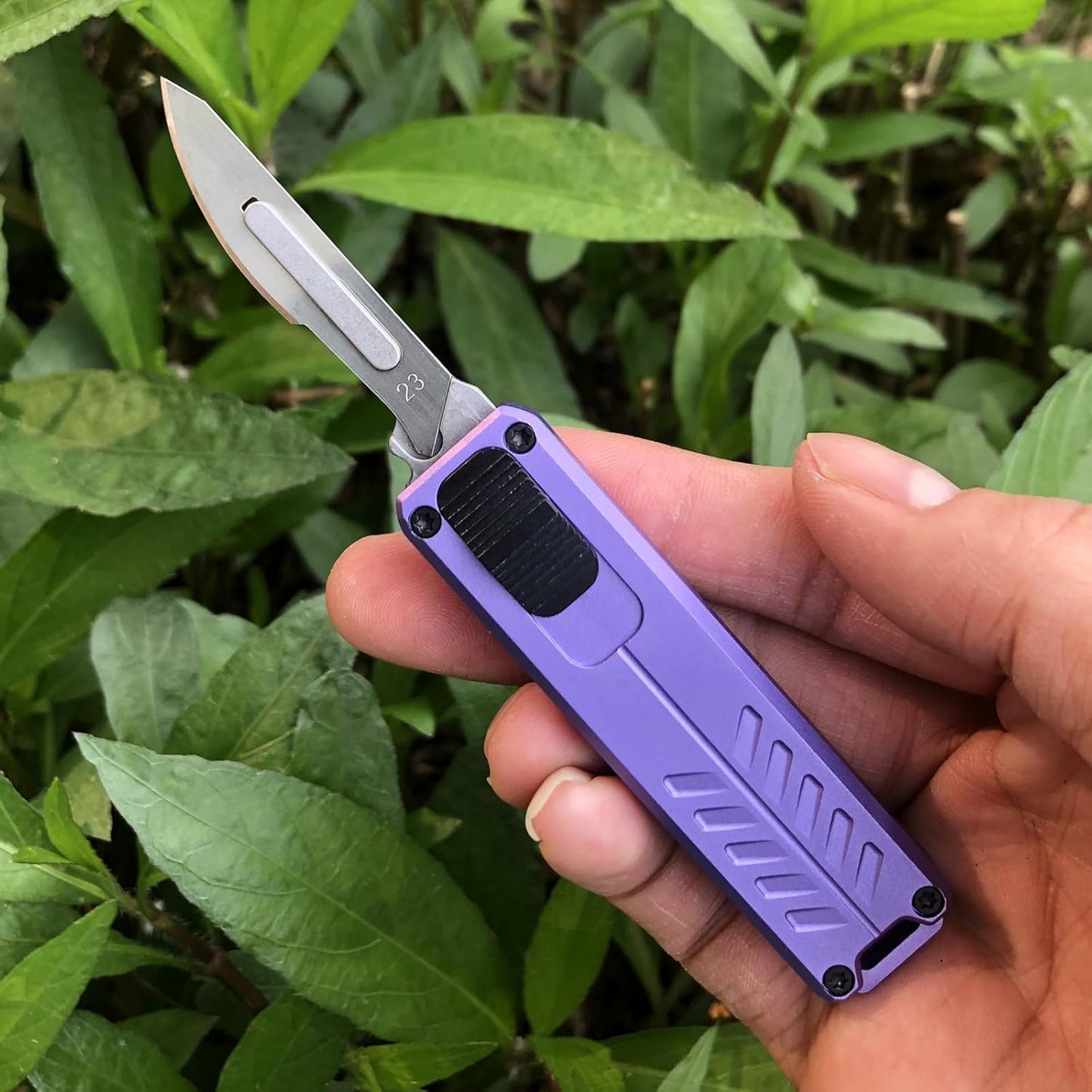 Automatic Utility Knife, Safety Auto Box Cutter Retractable, EDC Push Button Exacto Scalpel Knife, 10PCS #23 Razor Blades Pocket Knives with Clip