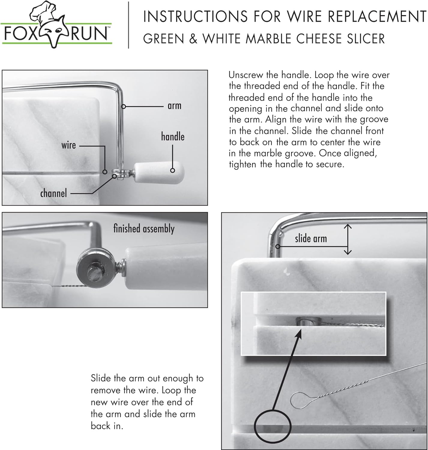 Fox Run Brands 3841COM Fox Run 3841 Marble Cheese Slicer, White