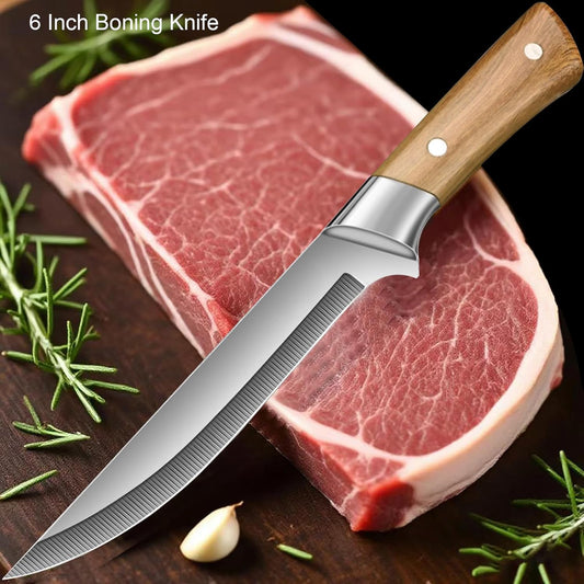 6 Inch Boning Knife, Super Sharp Fillet Knife Butcher Knife, Curved Semi-Stiff Blade for Meat Cutting, Filleting & Deboning, with Non-Slip Ergonomic Handle for Chefs Home Kitchen & Culinary Use