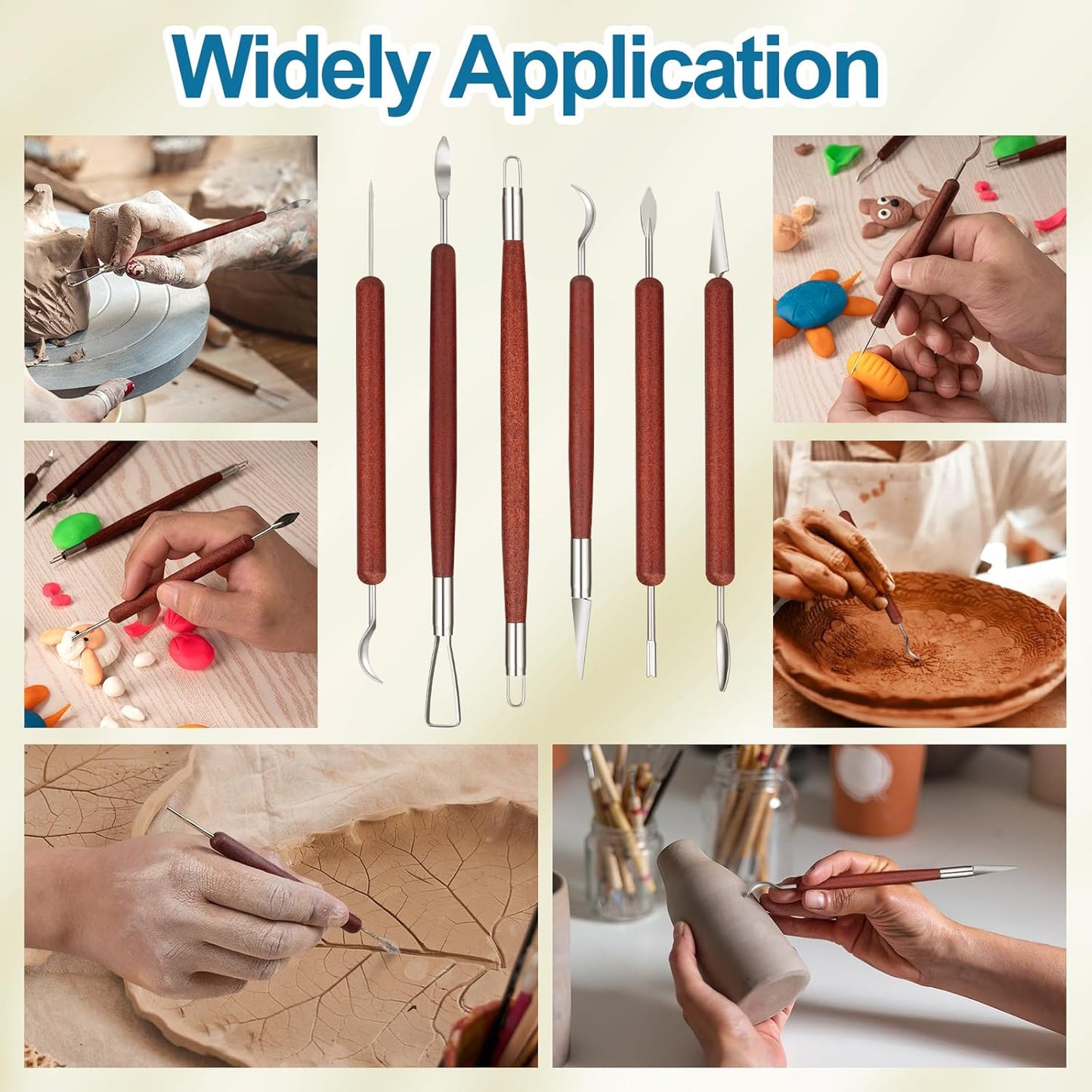 Amrules Clay Tools Kit, 12 PCS Polymer Clay Cutter Tools, Rectangle Shape Acrylic Press Board and Roller Pin Supplies Suitable for Shaping, Carving, Pottery Craft and DIY Projects