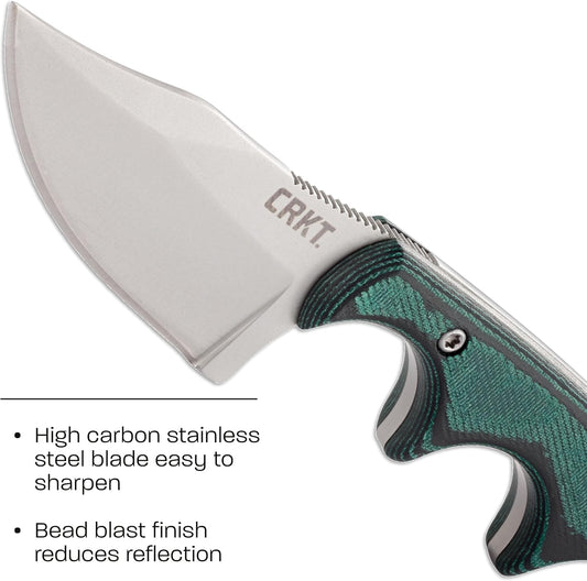 CRKT Minimalist Bowie Outdoor Survival Fixed Blade Knife with Sheath: Stainless Steel Plain Edge Blade, Micarta Handle, 2387