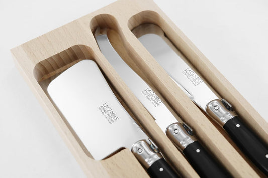 Andre Verdier Laguiole 3-Piece Cheese Knife Set, Color ABS Handle, Stainless Steel, Made in France (IVORY)