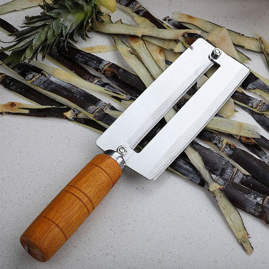 BESTonZON Pineapple Knife Peeler with Wooden Handle Stainless Steel Sugar Cane Cutter Fruit Peeling Knife for Kitchen Use 10.2 Inch