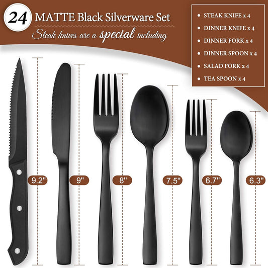 HIWARE 48-Piece Silverware Set with Steak Knives for 8, 18/8 Stainless Steel Flatware Cutlery Set For Home Kitchen Restaurant Hotel, Kitchen Utensils Set, Mirror Polished, Dishwasher Safe