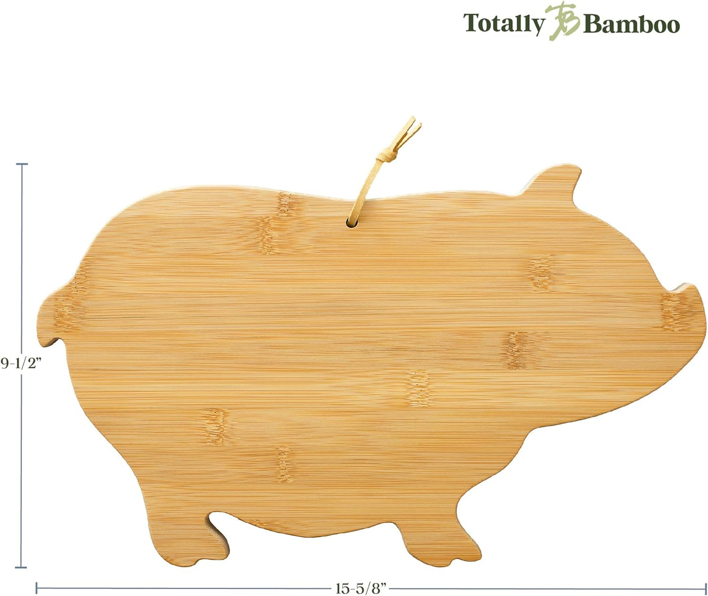 Totally Bamboo Pig Shaped Bamboo Wood Cutting Board and Charcuterie Board