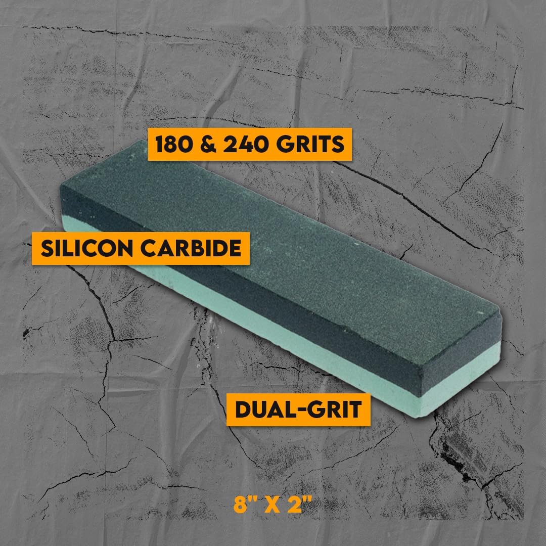 SE 8-Inch Silicon Carbide Double-Sided Whetstone - Sharpening Stone with 120 and 240 Grits, Includes Blue Storage Case SS72BK