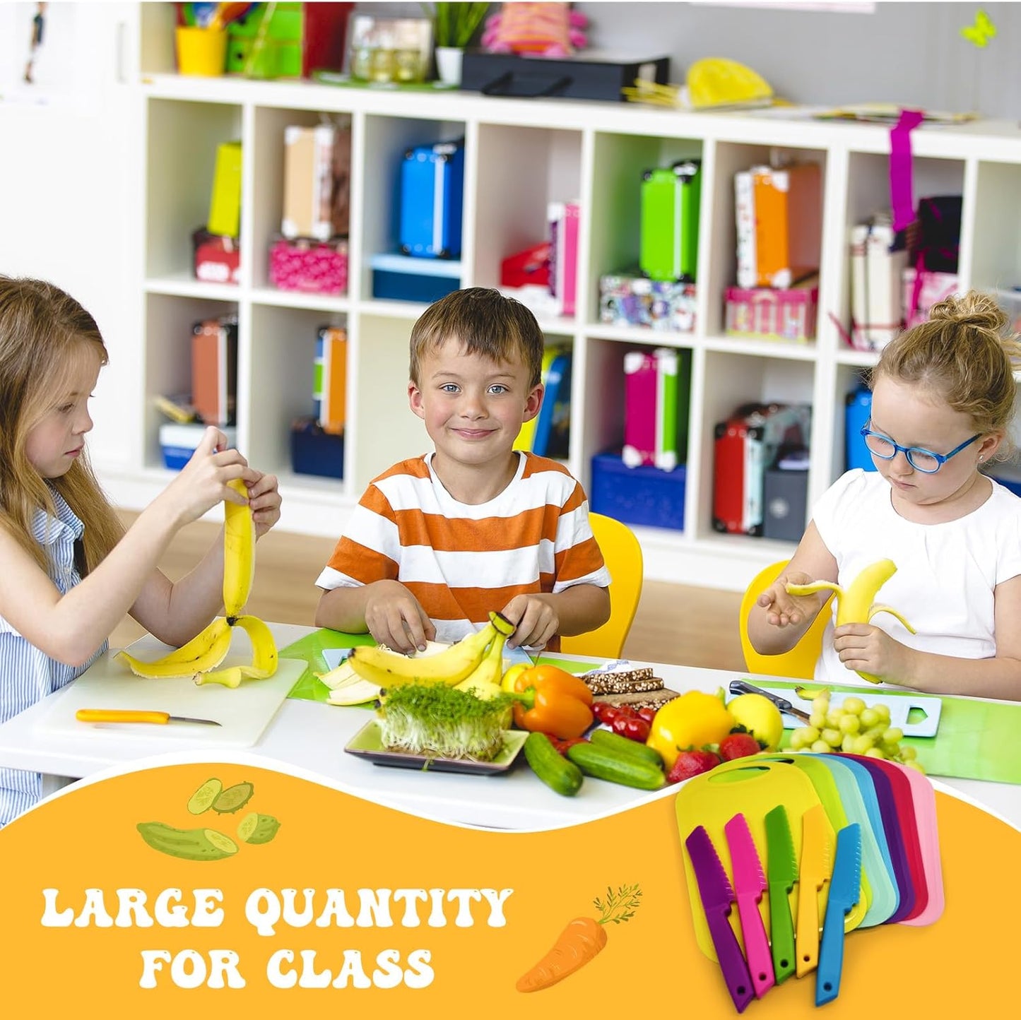 30 Pcs Plastic Cutting Board for Kids Safe Knife Cutting Knife Cooking Supplies Cooking Utensils Including15 Child Safe Knife 15 Chopping Board for Cooking Club, Preschool