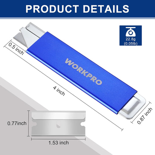 WORKPRO 12-Pack Box Cutter Retractable - Utility Knife with Single Edge Razor Blade - Razor Knife Box Opener Cardboard Cutter with Metal Sheathes- Extra 12-Pack Razor Blades for Replacement - Red
