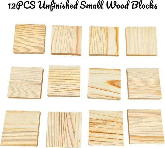 6PCS Unfinished Wood Square Blocks for Crafts, 6x6x1in Blank Wooden Squares Pine Wood Boards for Carving,DIY Wood Coasters,Painting & Burning