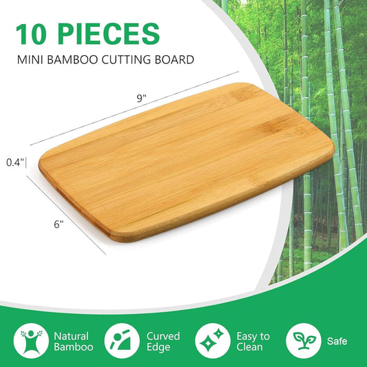 Yinkin 10 Pcs Bulk Wood Cutting Board Bamboo Wooden Chopping Board Charcuterie Serving Tray Laser Engraving Blanks for Pizza Bread Vegetables Cheese DIY Mothers Father Day Housewarming Gifts, 6" x 9"