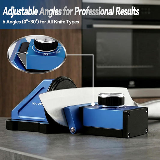 Adjustable Rolling Knife Sharpener with 6 Precision Angles, Magnetic Knife Sharpening System with Diamond & Ceramic Discs, Heavy Duty Metal Construction, Ideal Gift for Men