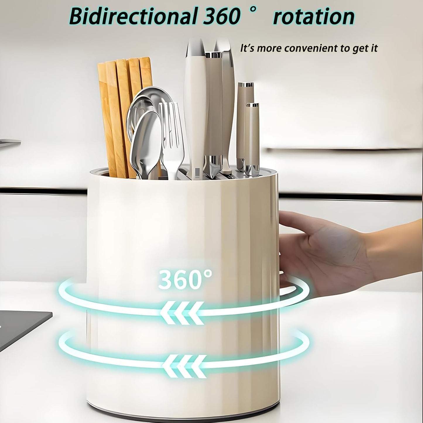 Knife Holder and Utensil Holder - Modern Rectangular Design Universal Knife Block and Kitchen Utensils Organizer for Counter-top Easy Cleaning Detachable Kitchen Knife Storage