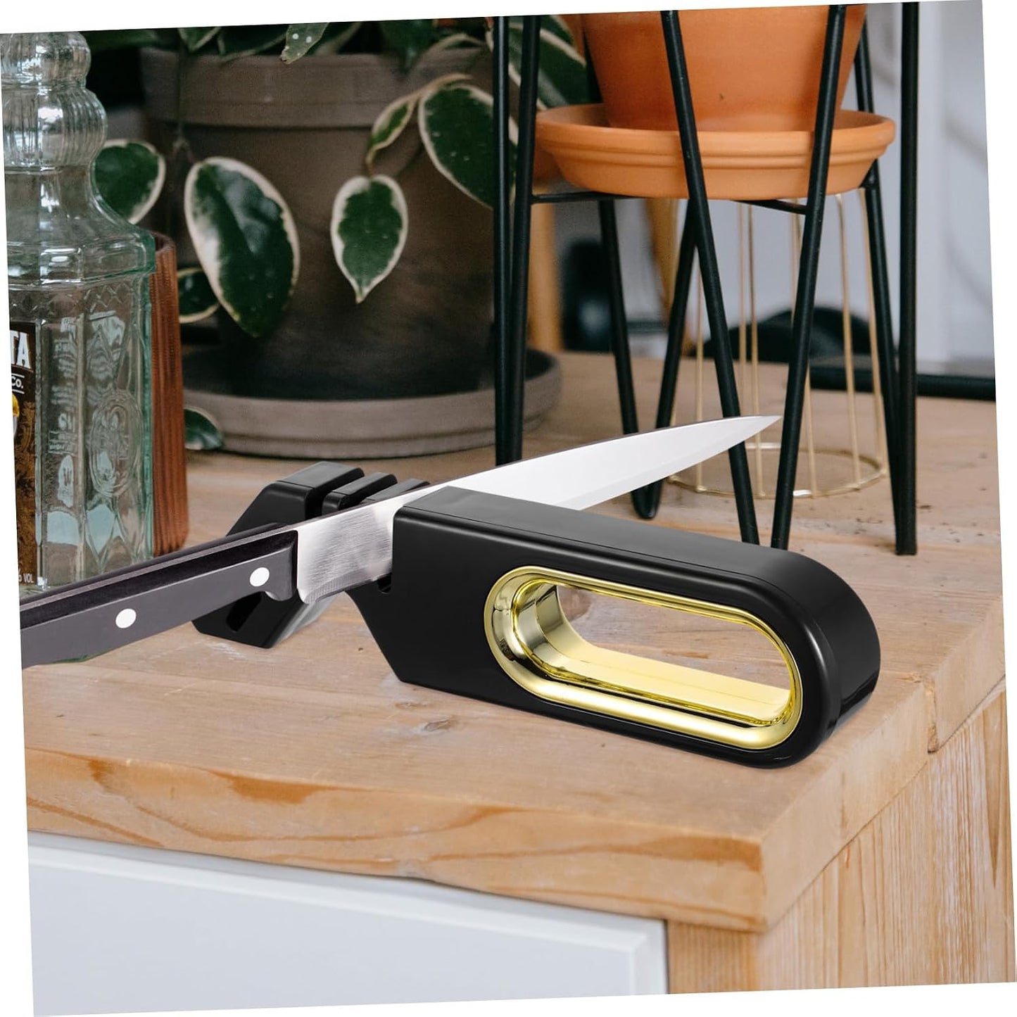 Ergonomic Handle Quick Pull Through Knife Sharpener Four Stage Kitchen Scissors Quick Sharpener