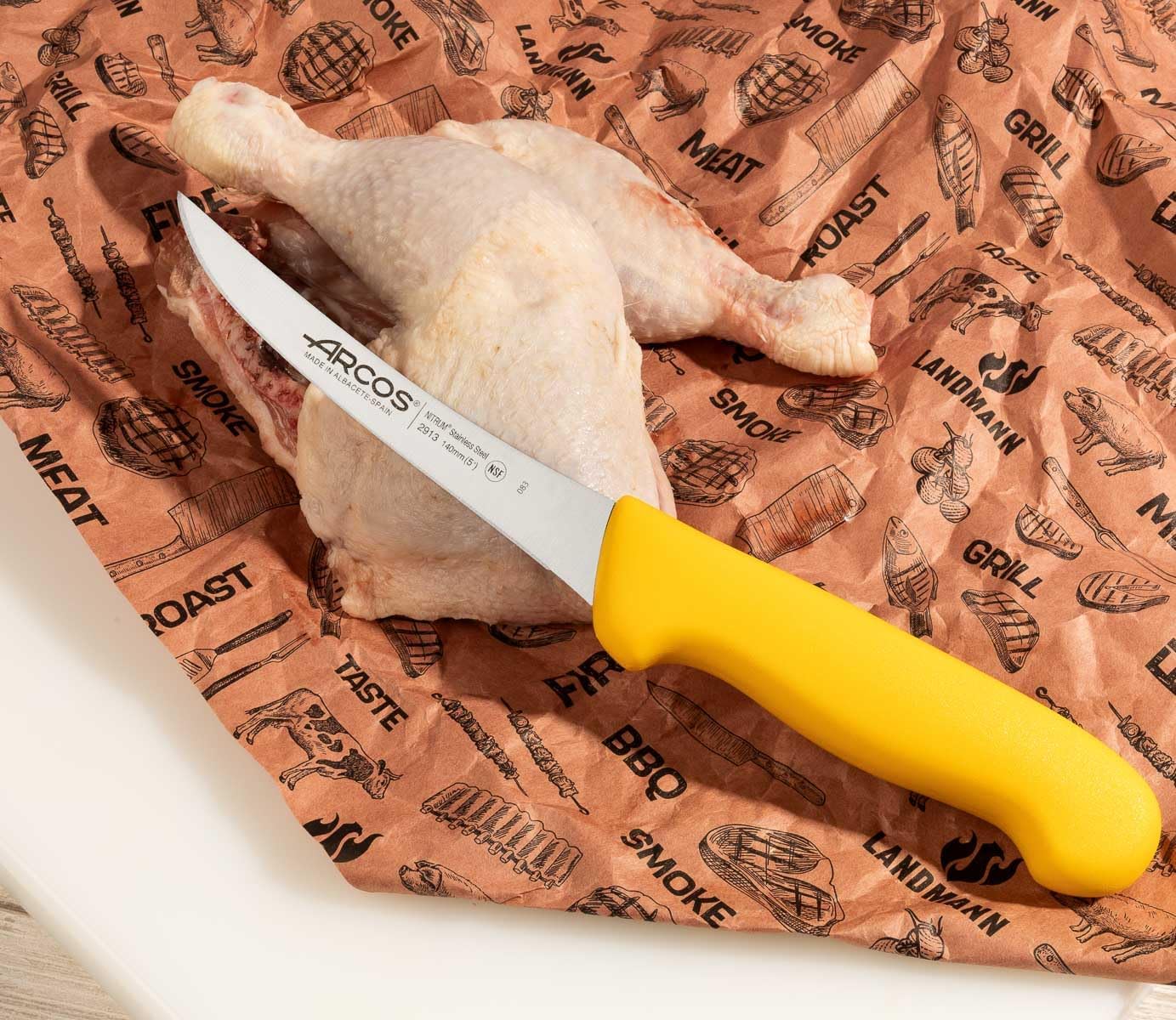 Boning Knife 5 Inch Nitrum Stainless Steel and 140 mm blade. Professional Butcher Knife to Slice Bones from Meat. Ergonomic Polypropylene Handle. Series 2900. Color Black.