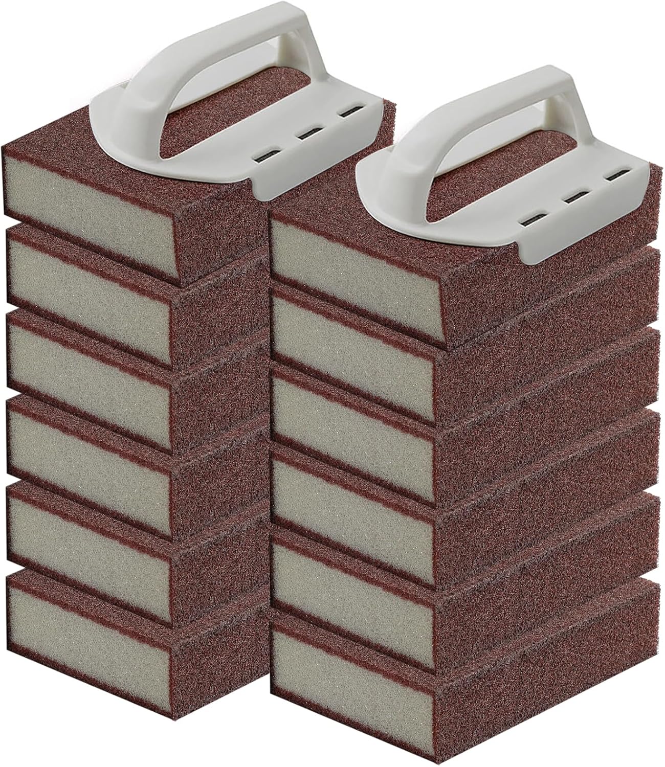Magic Carborundum Sponge, 6pcs with 1 Handle Rust Foam Cleaning Eraser for Pots, Pans, Sink, Grill, Household Cleaning Emery Sponges for Kitchen, Bathroom