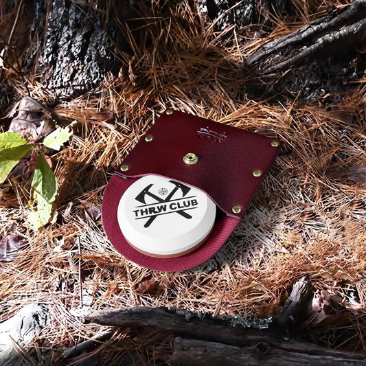 Axe Sharpener 400/1000 Grit - Hatchet/Axe Sharpening Stone, Axe Blade Sharpener, Sharpening Puck, Lansky Puck, Dual Grit Multi-Purpose Hatchet Sharpening Tool with Leather Sheath