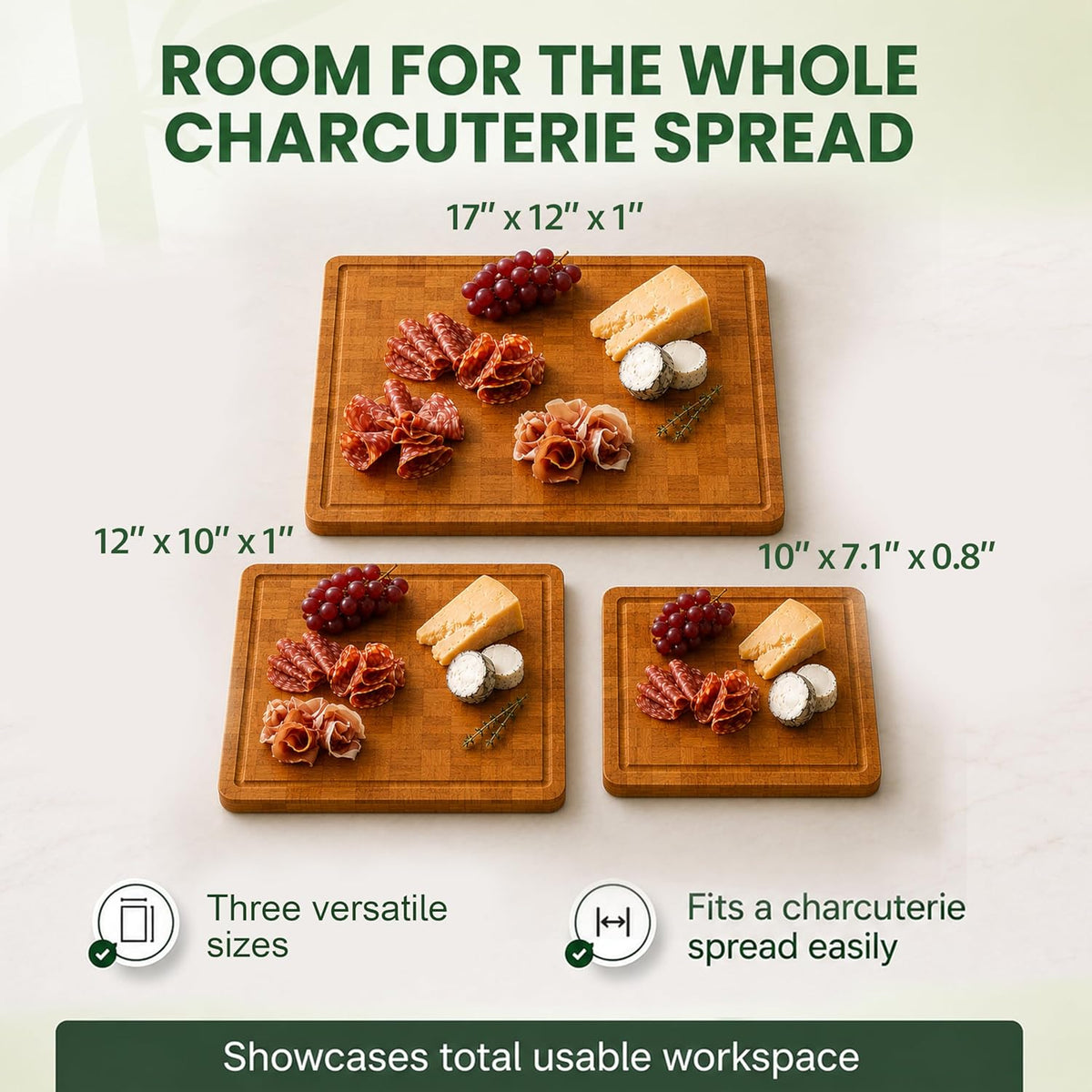 LAIFsolutions Wood Cutting Boards for Kitchen with Juice Groove, Eco-Friendly Wooden Bamboo Chopping board, Food-Safe, Non Plastic Tabla Para, Carbonized Butcher Block for Meat, Veggies Fruits, Large