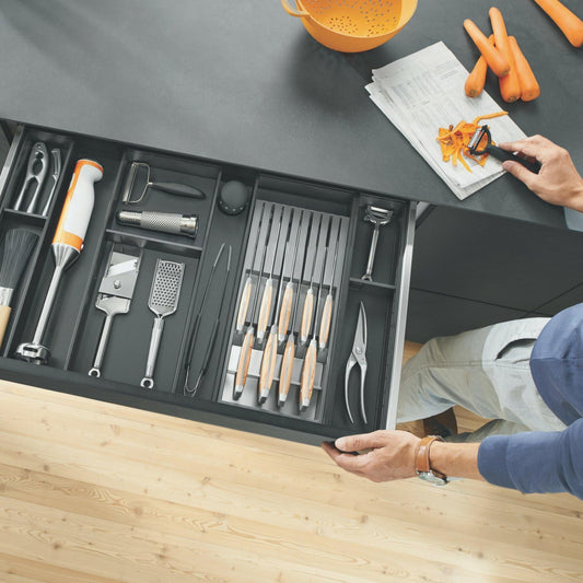 Knife Holder I Drawer I Up to 9 Knives I Plastic/Stainless Steel I Removable Kitchen