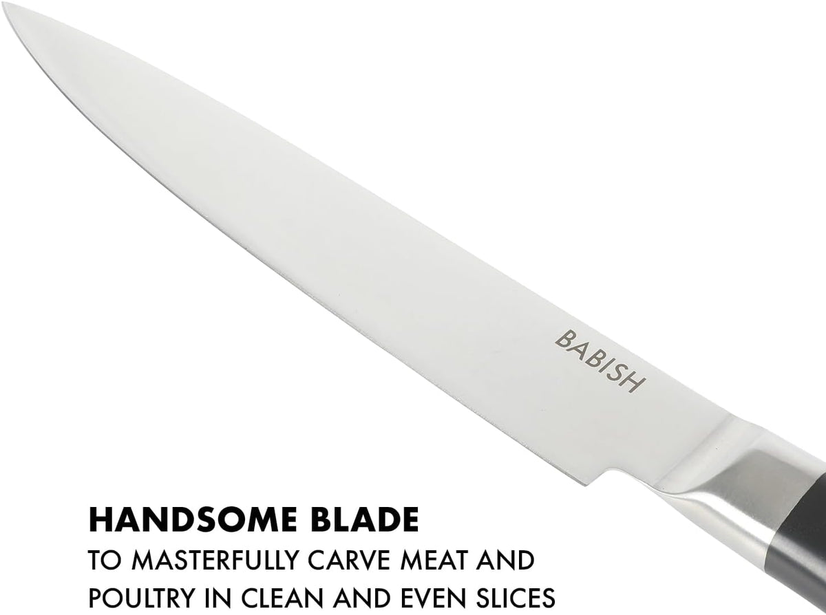 8-Inch Carving Knife – High-Carbon 1.4116 German Steel Slicing Knife with Dark Pakka Wood Handle, Full-Tang Razor Sharp Blade for Carving Meat, Turkey, Roast & BBQ