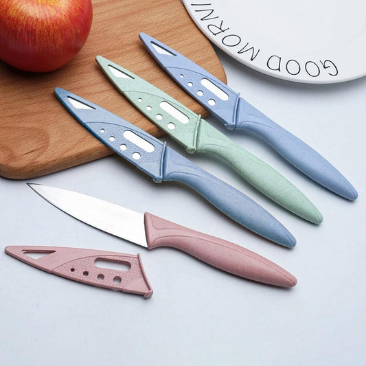 3Pcs Sharp and Durable Fruit Knife (pink, Blue, Green) | Exquisite and Beautiful, with Scabbard, Paring Knife is Suitable for Most Vegetables, Fruits and Meat