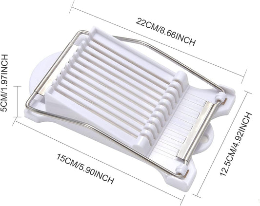 Stainless Steel Wire Egg Slicer,Cuts 10 Slices For fruit,Onions,Soft Food and Ham,Slicer & Cutter for Eggs, Mozzarella Cheese, Slice Spacing 1/3 inch Multipurpose Luncheon Meat Slicer(White)