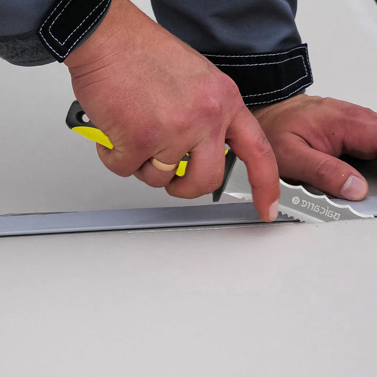 Stainless Steel Garden Knife with 11" Blade with New Handle, Double Side Utility Sod Cutter Lawn Repair Garden Knife with Nylon Sheath (YELLOW)