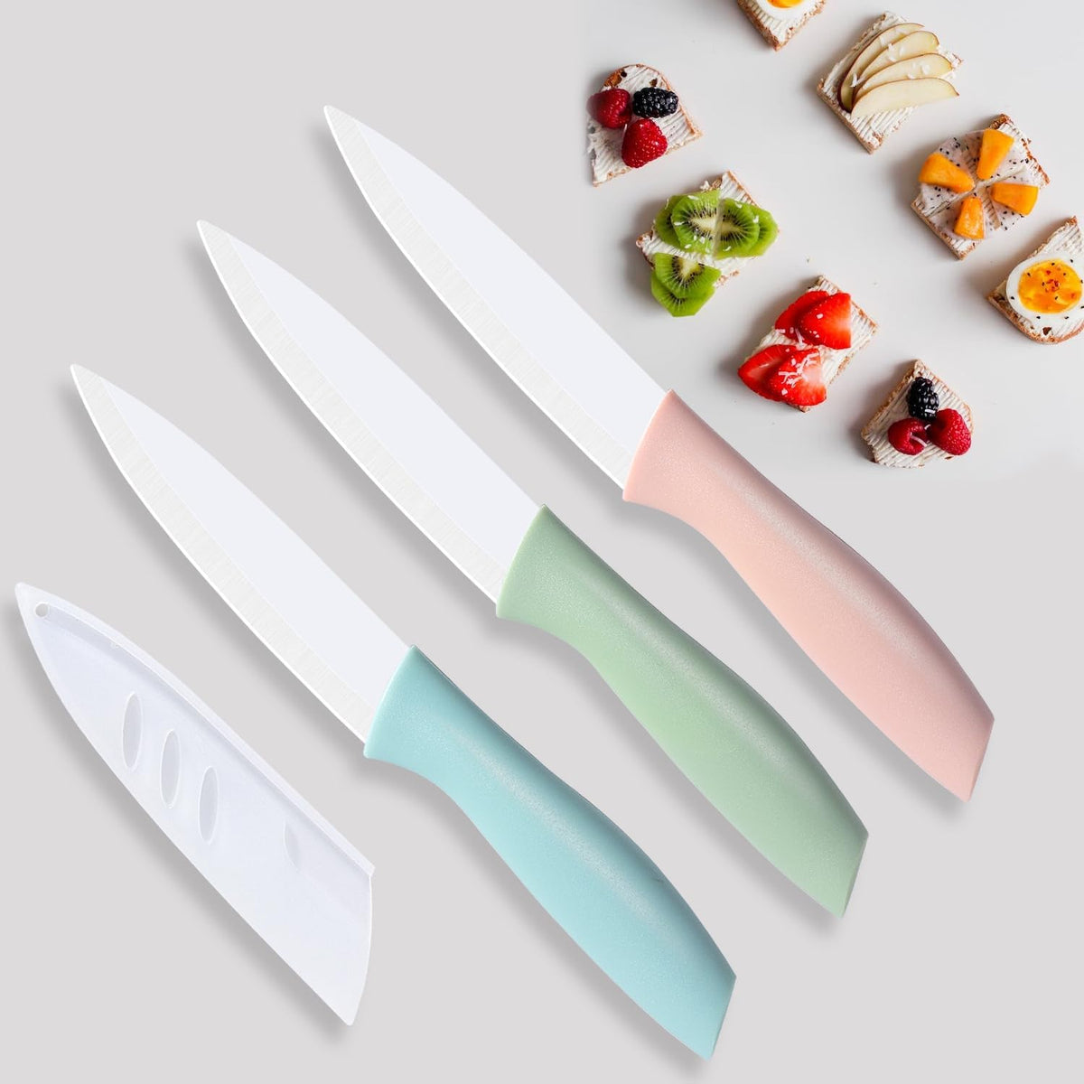 3 Pieces Ceramic Knives set, 4 inch Fruit Knife is Suitable for Most Vegetables, Fruits and Meats