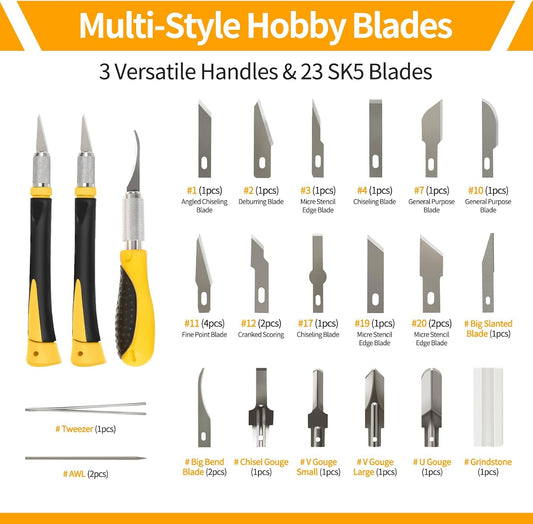 Precision Craft, Hobby, and Exacto Knife Set for Artistic, Scrapbooking, Stencil, Architectural Modeling, Woodworking, and Leatherworking projects - Perfect for Precision Cutting (30pcs)