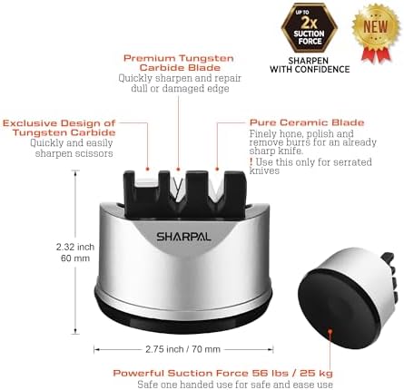 191H Pocket Kitchen Chef Knife Scissors Sharpener with 118H Professional Ceramic Sharpening Fine Honing Rod Steel with Anti-Breaking Cap Built-in Angle Guide