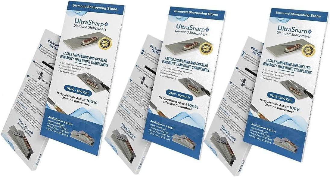 Ultra Sharp Diamond Sharpening Stone Set - 8 x 3 Coarse/Medium/Extra Fine