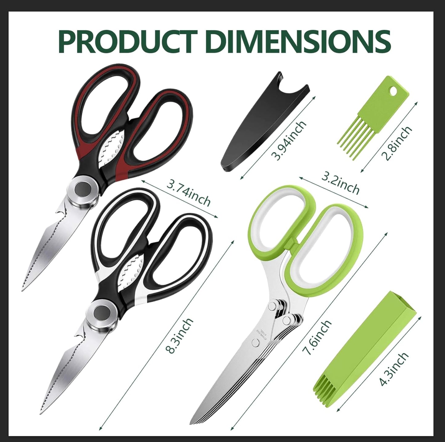 All Purpose Kitchen Scissors Sets with Protective Sheath, Soft Grip Handle, Stainless Steel Cooking Meat Poultry Shear, Vegetable Shear Scissor, Kitchen Utensils Gadgets Set, 2 Sets