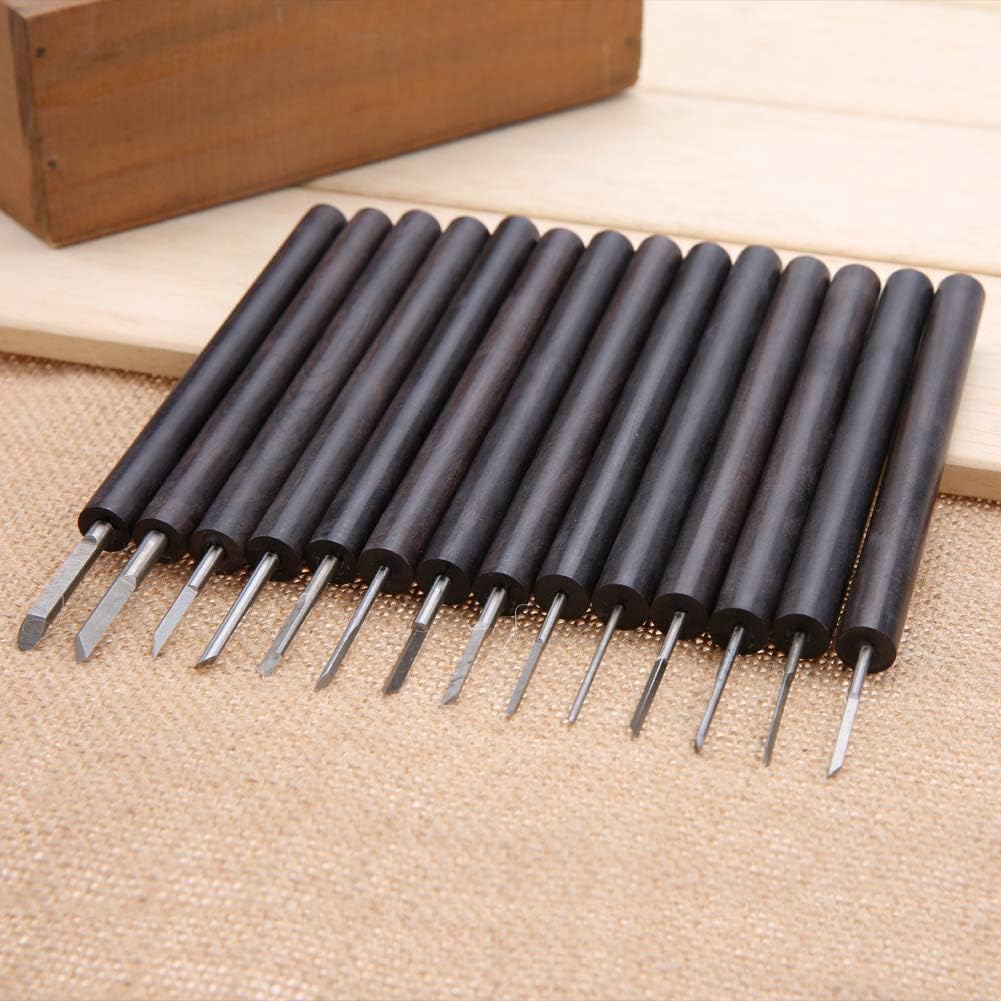 14PCS Wood Carving Set, Wood Carving Tools with a Storage Case, Purple Sandalwood Carving Tools for Relief Carvings and Stencils