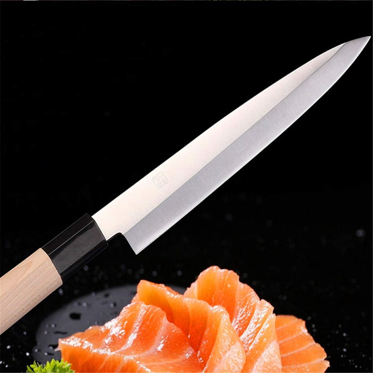 Waterboss,Japanese Sushi Chef Knife Salmon Knife Slicer Razor Sharp Sashimi Watermelon Knives, 5Cr15mov Stainless Steel Sashimi Yanagiba Knife, Maple Handle, 11.8inch (300mm)