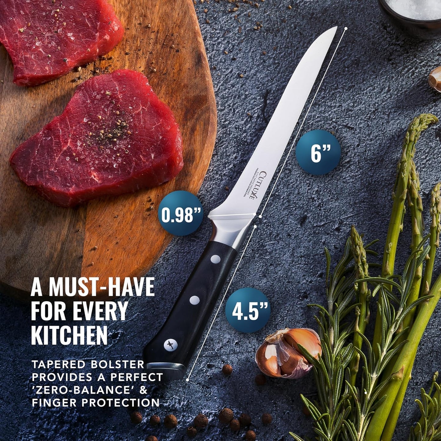 Carving Knife Set for BBQ & Brisket, 12" Slicing & 6" Boning Knife | Razor Sharp German Steel, Sheaths Included, Full Tang Ergonomic Handles for Meat Cutting