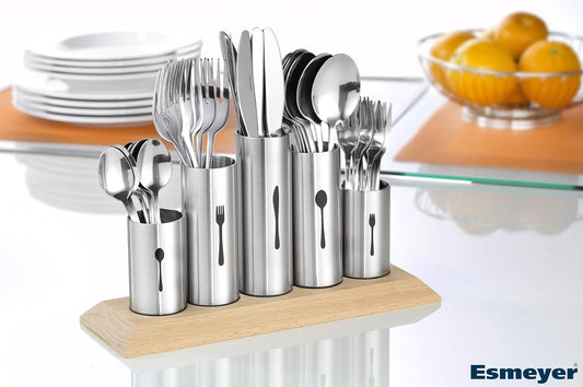Esmeyer Cutlery Holder Stainless Steel, Wood, stainlesssteel, 1-Pack