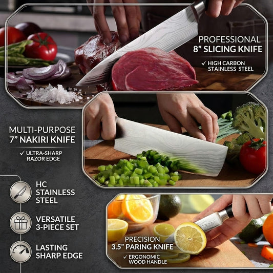 Nakiri Kitchen Knife 7" - Super Sharp Vegetable Knife, High Carbon Stainless Steel Meat & Veggie Cleaver with Gift Box, Ergonomic Non-slip Handle, Ideal Housewarming Gift