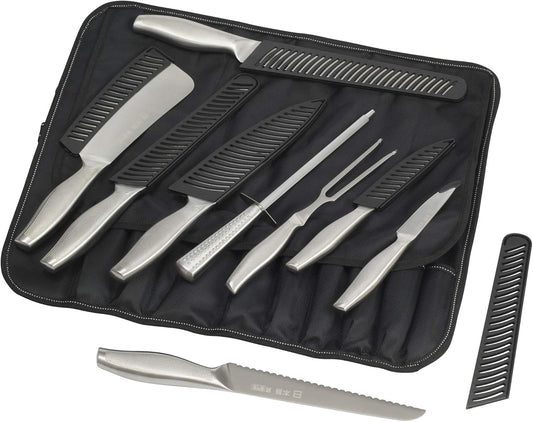 Ross Henery Professional 10 Piece Stainless Steel Chef's Knife Set/Kitchen Knives in Roll Case