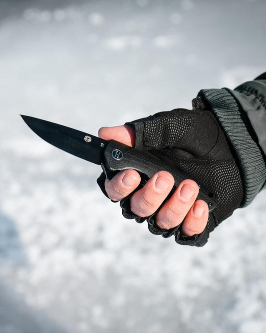 Holtzman's Gorilla Survival Peasant Folding Knife with G10 Tactical Handle, D2 Steel Blade, Gift Box Set (Black+Blue) - Great for Everyday Carry