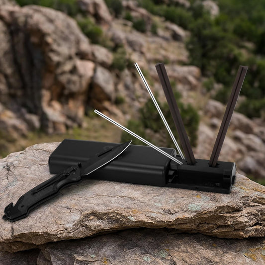 Tri-angle sharpener, Tri Angle System for Pocket Knife, Recurve and Tanto Blades Sharpener, High Alumina Ceramic Stones