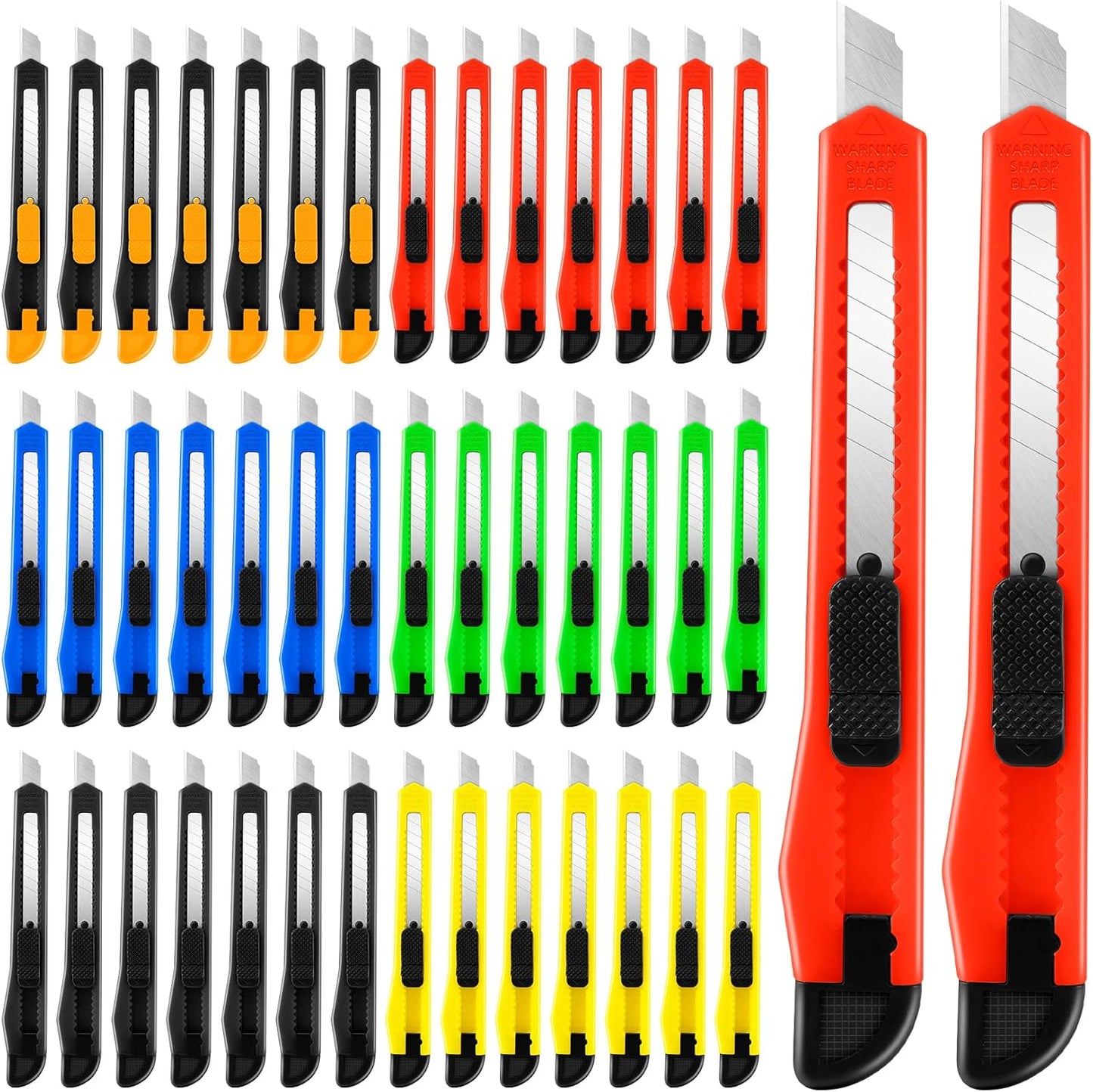 4 Pack Box Cutter Retractable, Utility Knife 9MM Wide Snap-Off Blades, Exacto Knife for Cutting Box, Wrapping, Cardboard, Extended Razor Knife, Box Opener Perfect for Office, Home, School