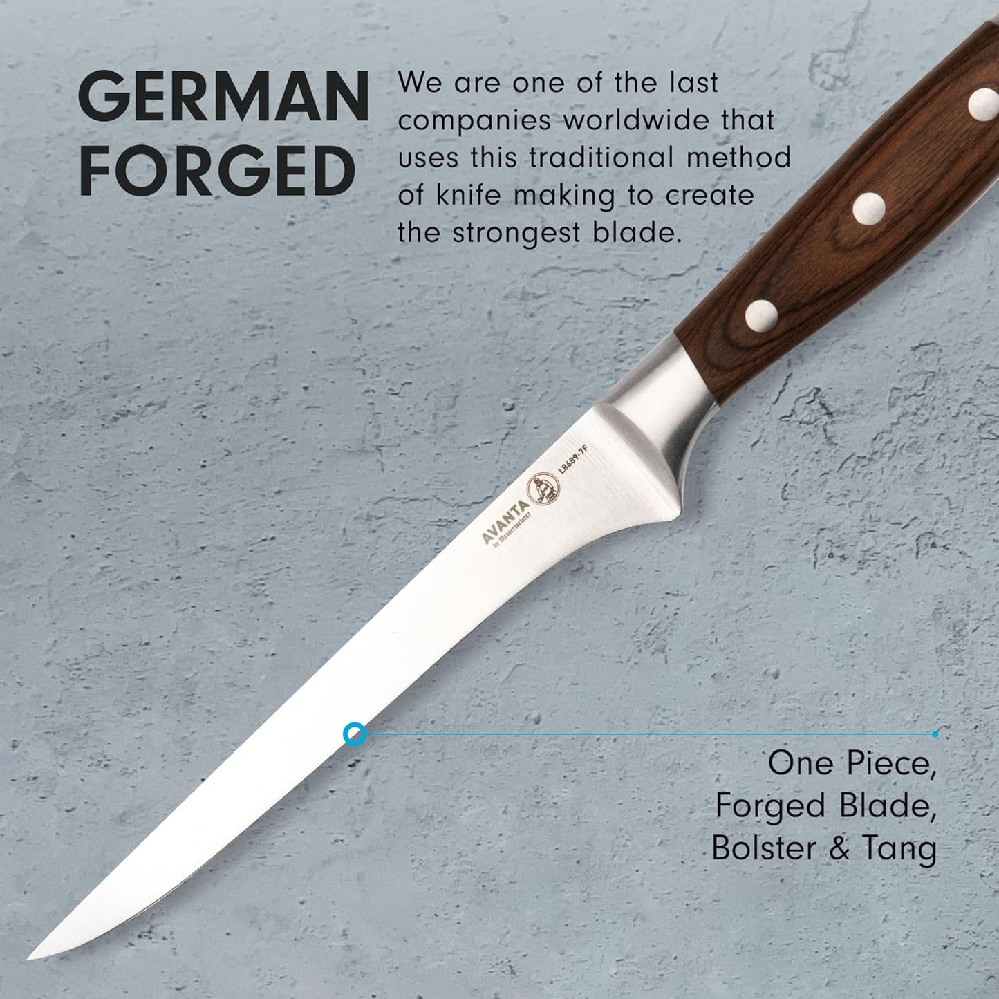 Messermeister Avanta Forged 7” Flexible Boning Knife - German X50 Stainless Steel - Rust Resistant & Easy to Maintain