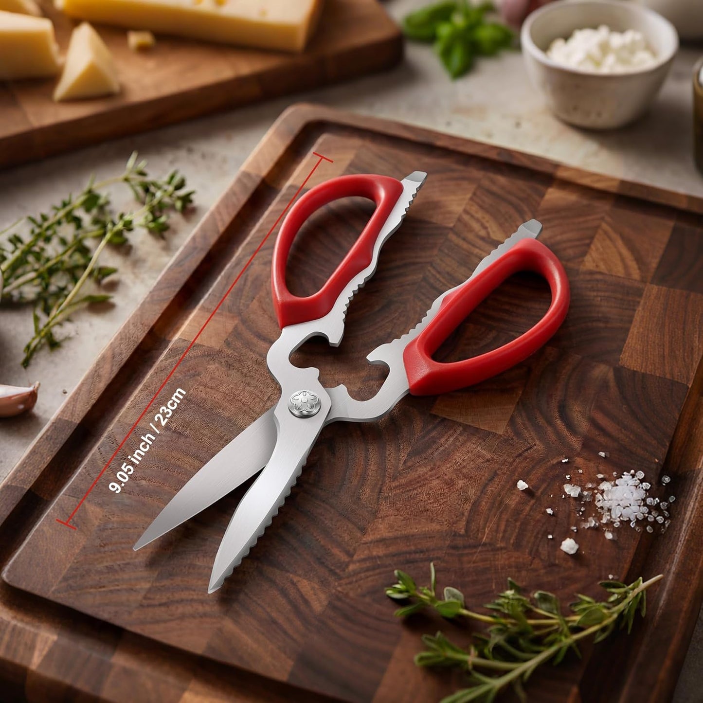 Multi-Purpose Kitchen Shears, 9" Heavy Duty Japanese 420J2 Stainless Steel, Detachable Blades for Poultry, Herbs, Fish, Nuts, Jar & Bottle Opening, Dishwasher Safe, Soft Ergonomic Handle