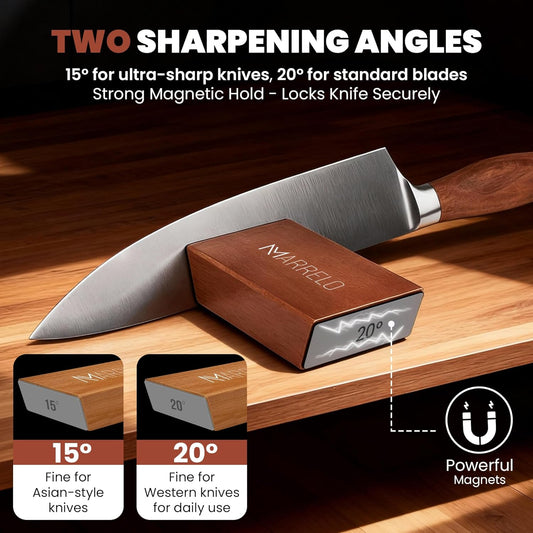 Rolling Knife Sharpener Kit, Diamond & Ceramic Roller Sharpener with 15ยฐ/20ยฐ Magnetic Angles for Kitchen, Chef, and Outdoor Knives, Professional Knife Sharpening Tool